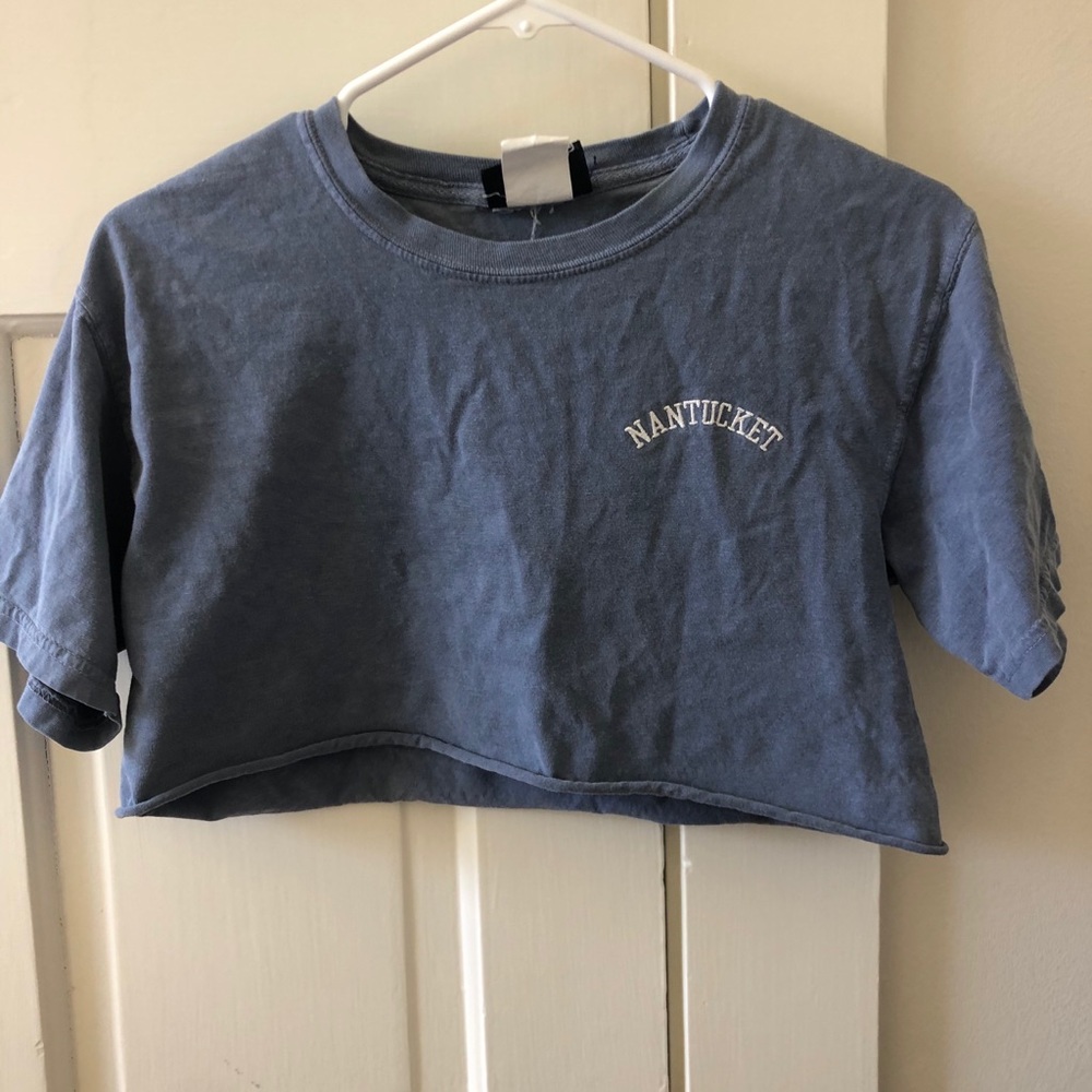 blue nantucket cropped tee
